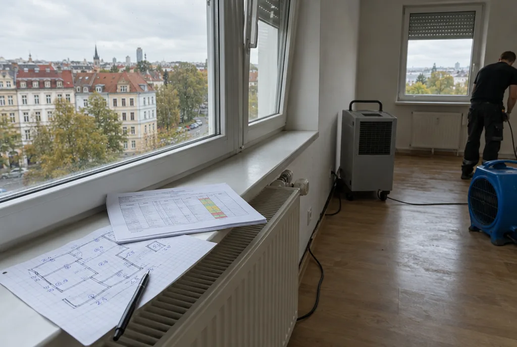 Trockener Wohnraum in Leipzig nach Feuchtigkeitsmessung und Schadensanalyse, Tageslicht am Fenster