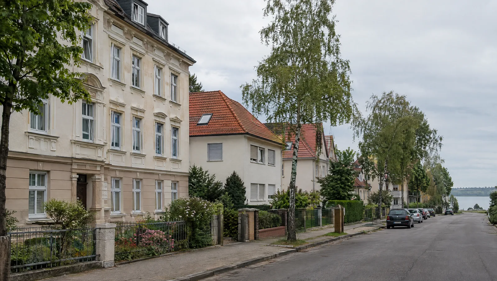 Wasserschadensanierung in Taucha: Straße mit Gründerzeithäusern und Eigenheimen der 1990er